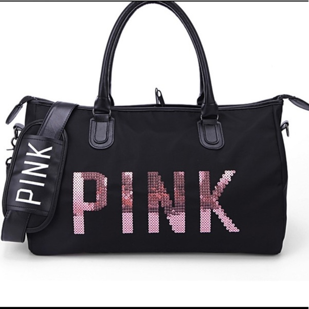 💕Pink💕Duffel Bag Black Tote Beach Handbag